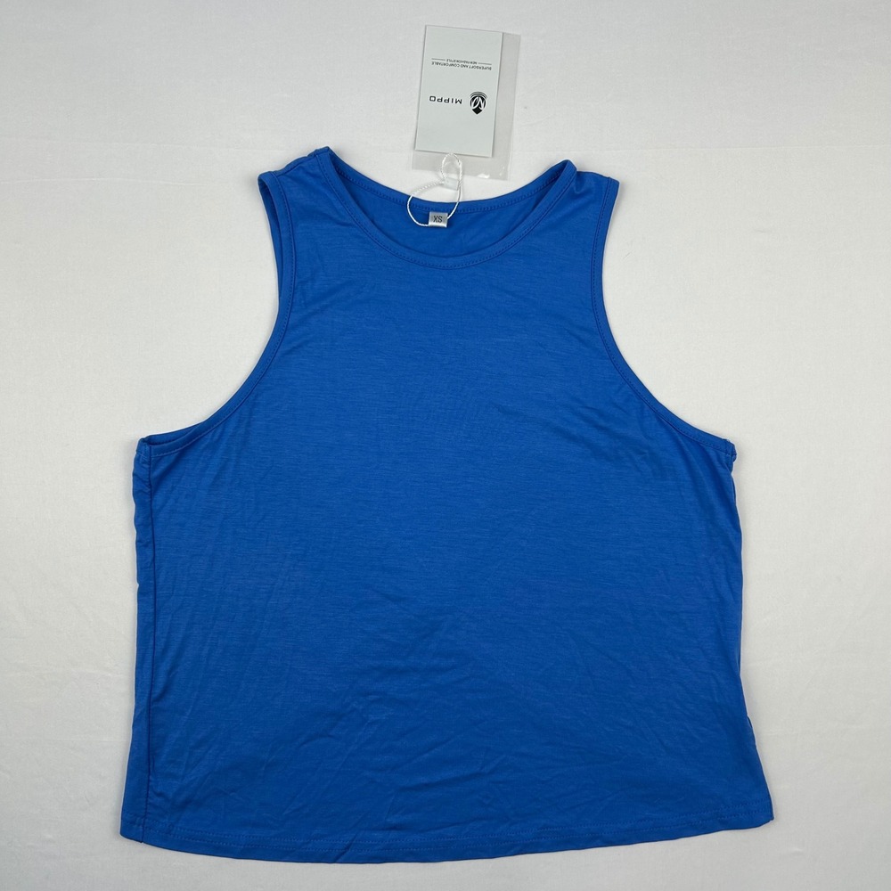 Mippo Womens Open Back Workout Tank Top Blue Yoga Gym Shirt XS NWT‎